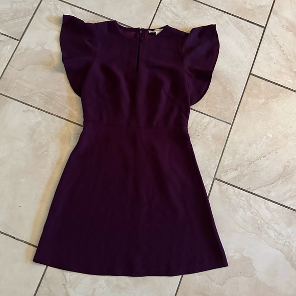 LOFT Deep Purple Flutter Sleeve Dress - Picture 1 of 7